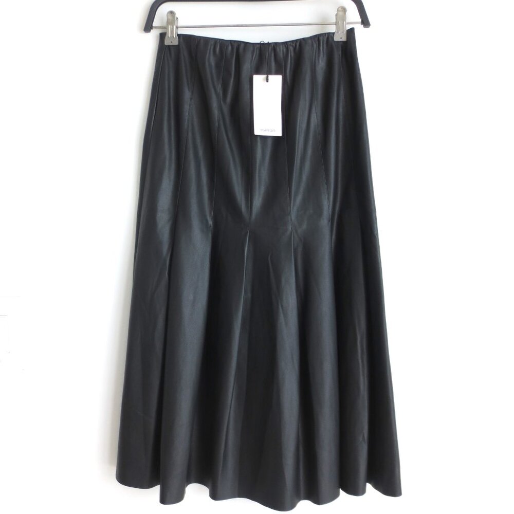 NWT MANGO WOMEN'S FAUX LEATHER PLEATED SKIRT MIDI - Picture 2 of 8